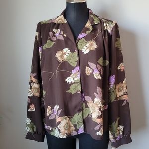 Vintage 70s brown floral shirt